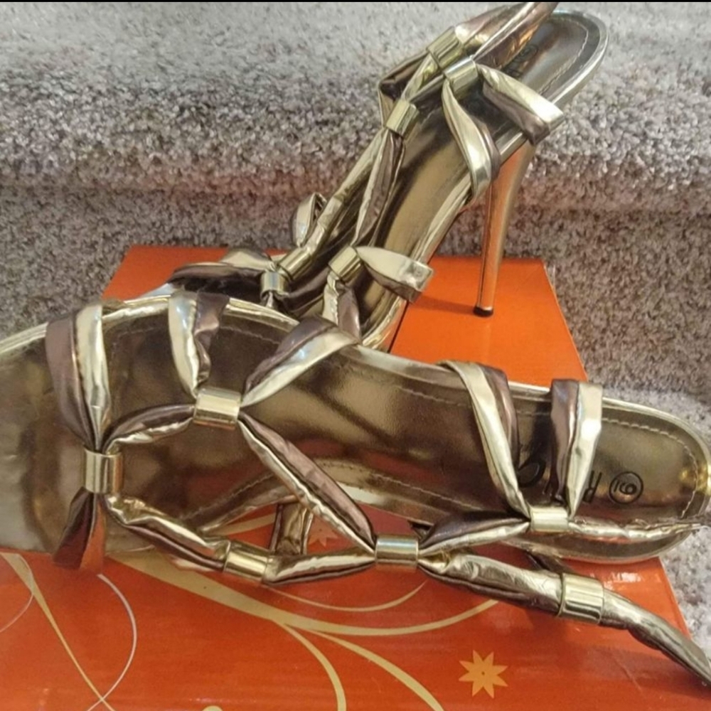 Gold Platform Stiletto Heels Size 9